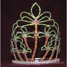 Corona de encargo del rhinestone de la tiara de la palma de coco del verano